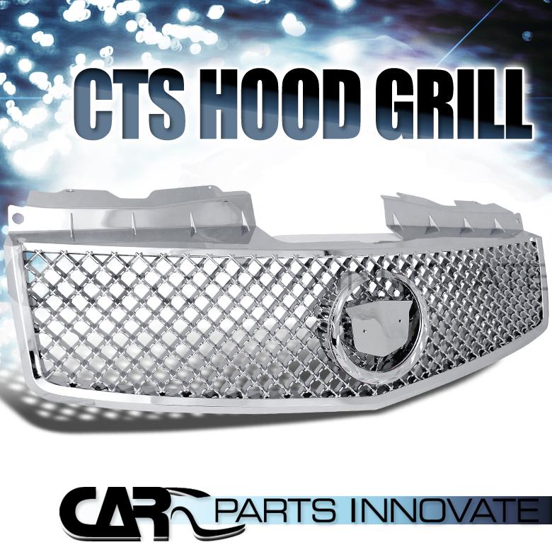 2003-2007 cadillac cts front chrome mesh grill grille+emblem holder