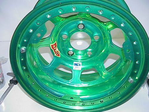 Aero green 5 x 4-3/4&#034; beadlock wheel 15&#034;x 8&#034; imca 2&#034; offset w24 modified l@@k