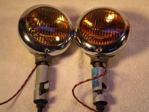 Lqqk! vintage pair hall fog lights lamps 6v old car kaiser / frazer  1947-1950