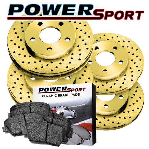 Brake rotors [full kit] powersport gold *drilled only* + ceramic pads bx22048