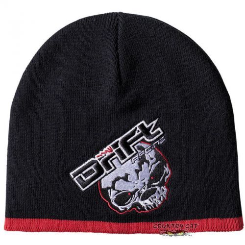 Drift racing adult one size skull beanie winter hat - black / red - 5245-509