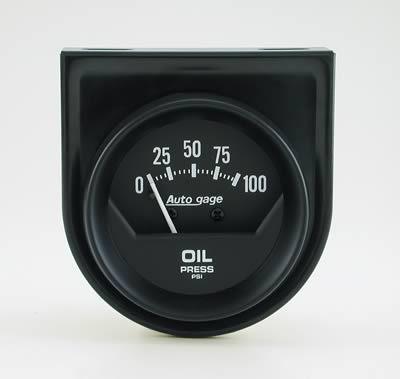 Auto gage mechanical oil pressure gauge 2 1/16" dia black face 2360