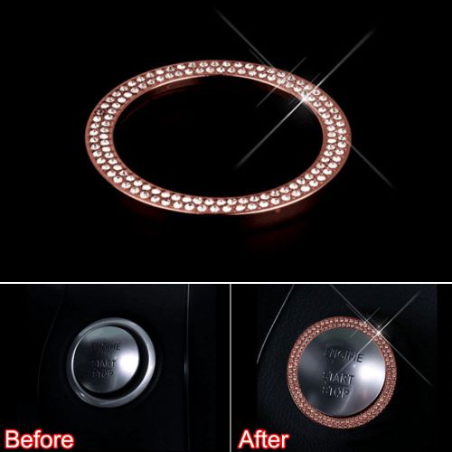 Pink gold start stop ignition button cover trim for benz c class glc260 c200l 15
