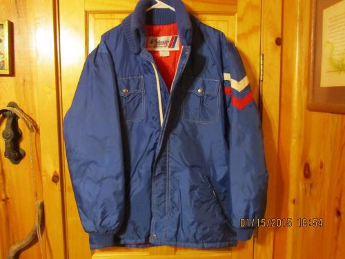 Vtg polaris snowmobile coat med knit collar blue vtg 70&#039;s