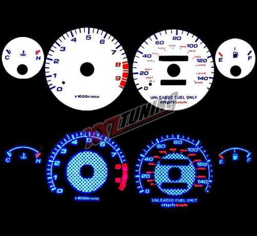 Blue reverse el indiglo glow white gauge dash face for 94-01 integra gsr mt