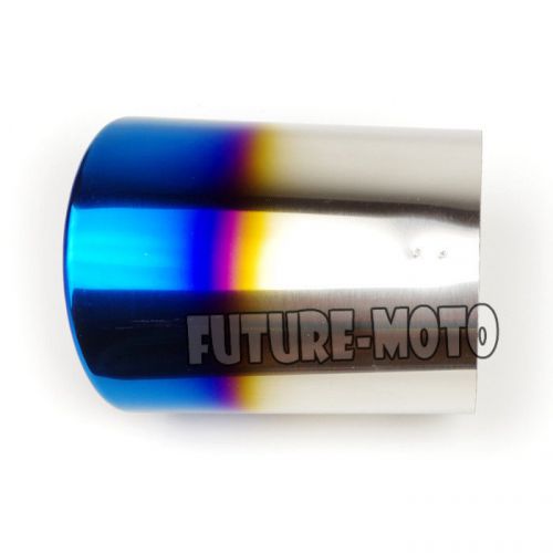 75mm universal 2.0-3.0l suv car stainless steel grilled blue exhaust muffler tip