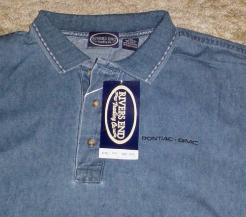 New rare pontiac gmc embroidered 2xl denim polo golf shirt + free ship