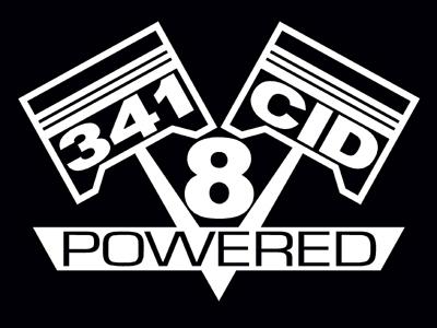 2 v8 341 cid engine piston decal set sticker emblems