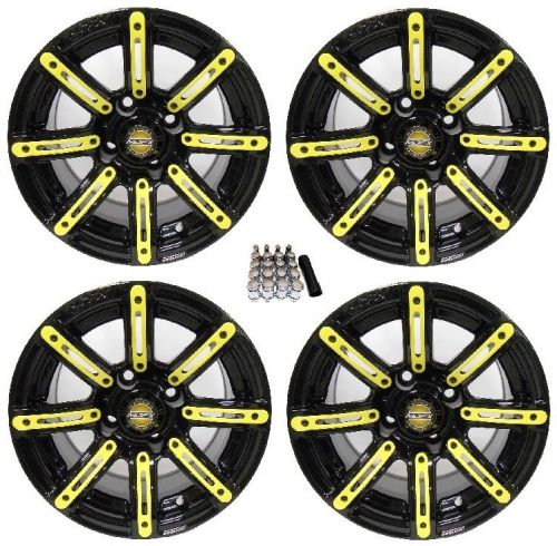 Madjax 14&#034; illusion black/yellow golf cart wheels/rims yamaha