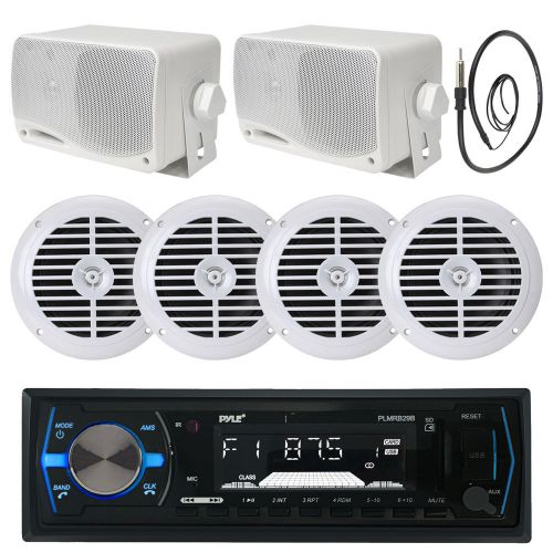 4 marine 6.5&#034; speakers, 3.5&#034; box speakers, pyle bluetooth usb  receiver, antenna