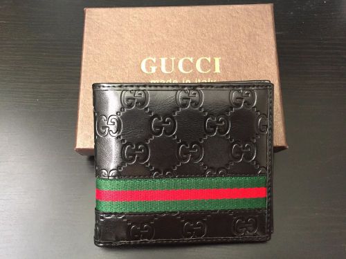 New authentic men gucci black leather wallet