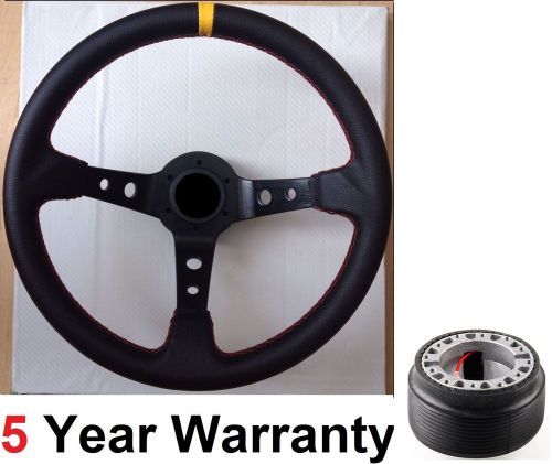 Leather steering wheel &amp; boss kit fit land rover defender 90 110 130 200 300 tdi