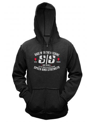 Speed and strength rage with the machine zip-up hoody/sweatshirt, black, 2xl/xxl