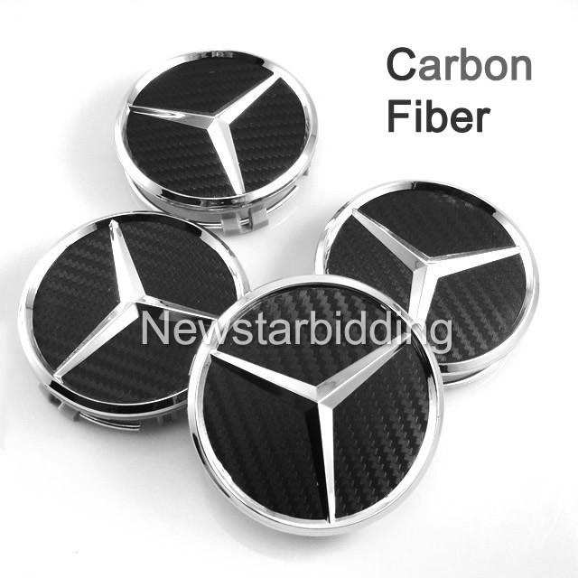 Carbon fiber 3d logo 3" black modify benz wheel center hub rim caps cover 75mm