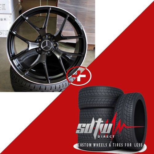 19&#034; mercedes c63 style 507 machined black wheels rims w/ tires fits e class e300