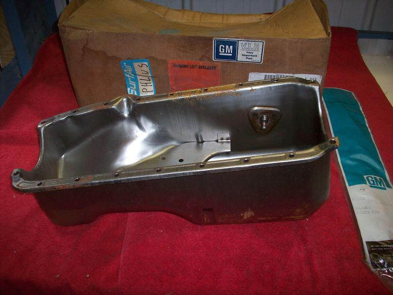 1962 63 64 65 66 67 chevy ll nova nos v8 oil pan in gm box 283 327 l79