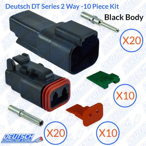 Deutsch dt series 2 way complete connector kit 10 complete kits black version