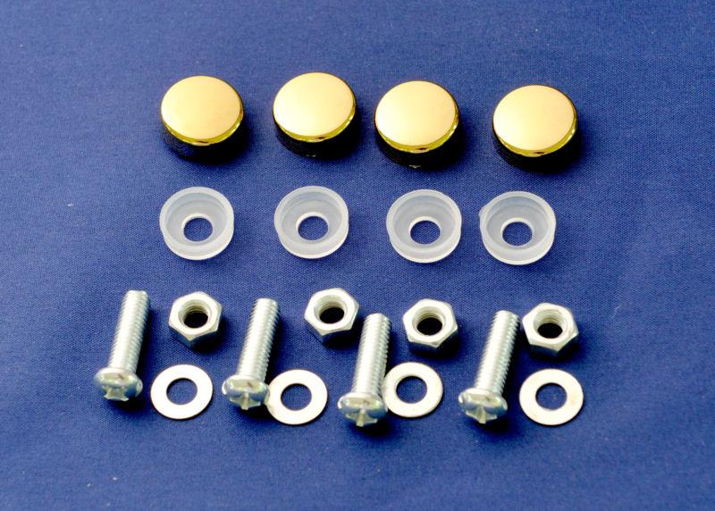 License plate frame screws fasteners + gold screw caps set new