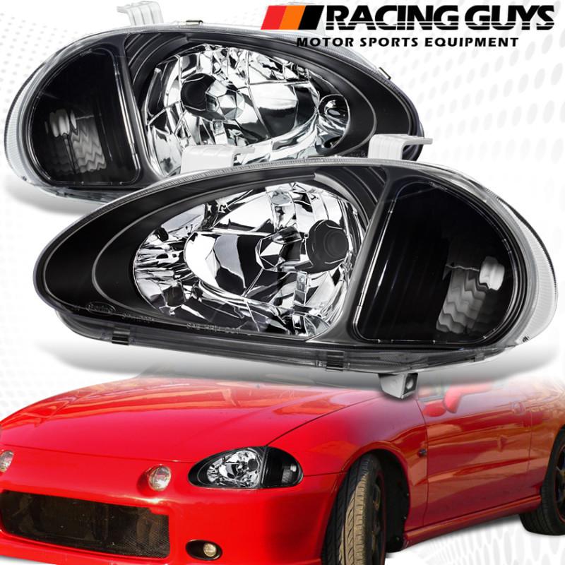 93-97 honda del sol black jdm headlights front lamps driver+passenger eg1 vtec