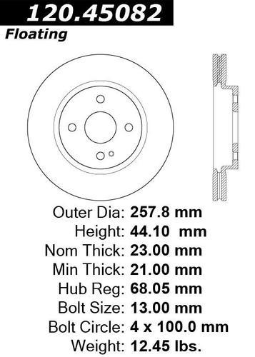 Centric 120.45082 front brake rotor/disc-premium rotor-preferred