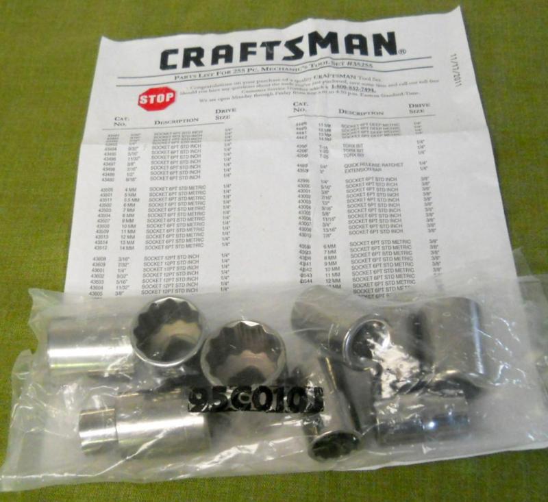 Craftsman 3/8" 12pc 6pt short sae socket set 1/4" through 7/8"