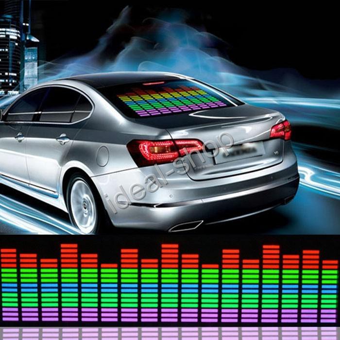 90x10cm car sticker music rhythm led flash light lamp sound activated equalizer