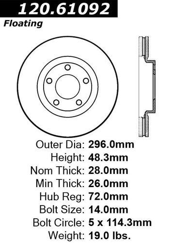 Centric 120.61092 front brake rotor/disc-premium rotor-preferred