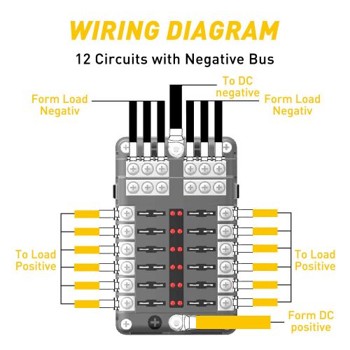 12way car boot power distribution 12/32v blade fuse box holder block panel board