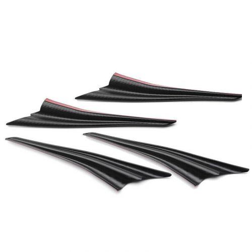 4pc universal car carbon fiber style front bumper spoiler lip splitter fins trim