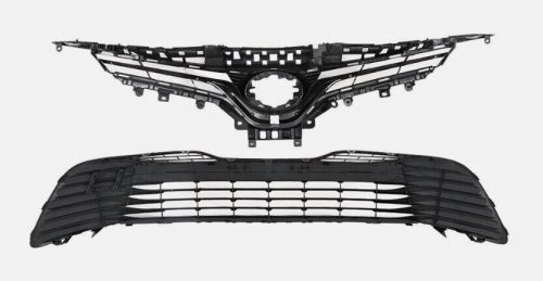 Front upper lower bumper grilles set for 2018-2020 toyota camry le xle black