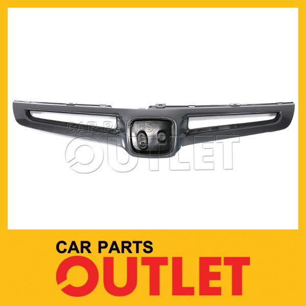 2003-2005 accord grille smooth mat black plastic frame shell 4dr l4 v6 wo hybrid