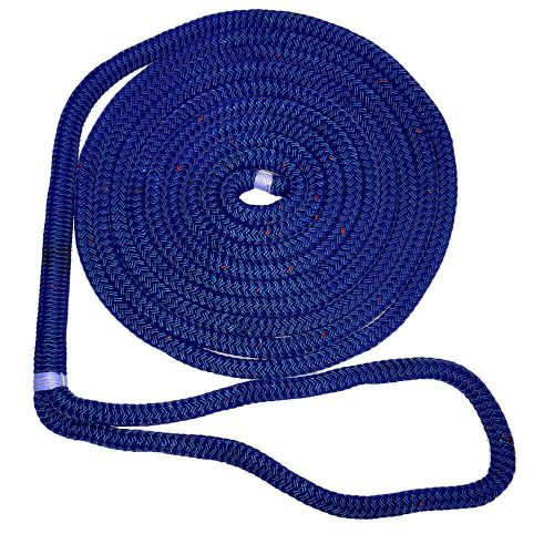 New england ropes 1/2&#034; double braid dock line - blue w/tracer - 25&#039;