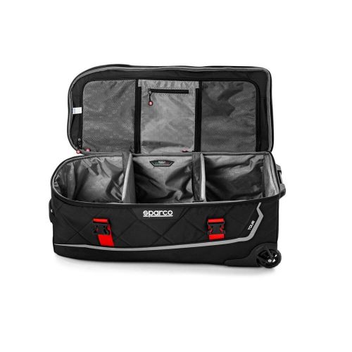 Sparco 016437nrrs tour rolling duffel bag, black/red