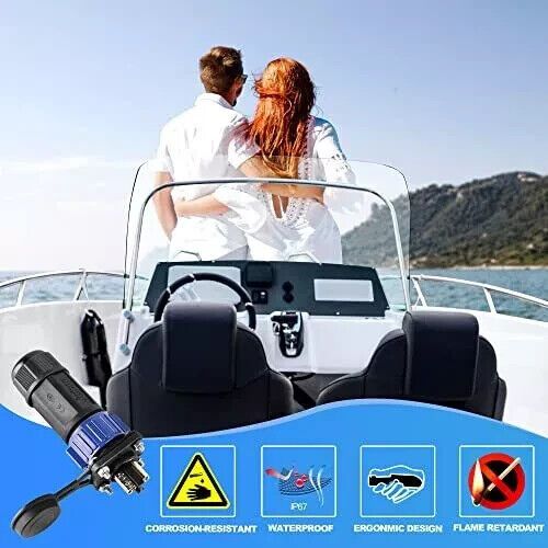 Trolling motor plug receptacle 50a - waterproof boat dc power connector for