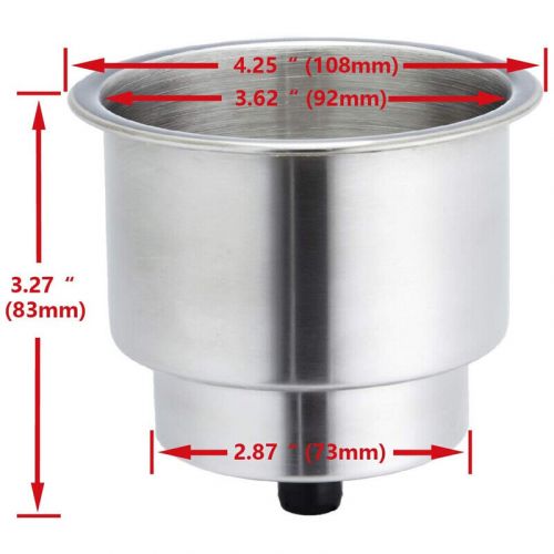 2pcs with drain stainless steel for boat,car and marine cup drink holder