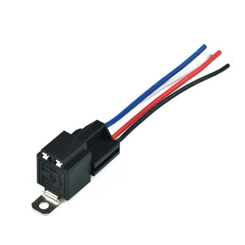 12v relay 4 pin with socket base/wires/fuse included 30a amp spst/ new/ black