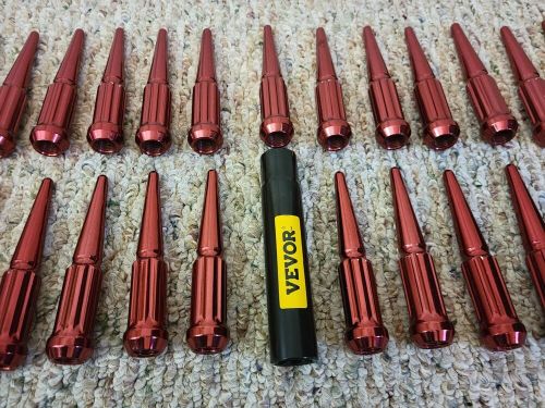 Lot of 37 red spike lug nuts w/ key socket