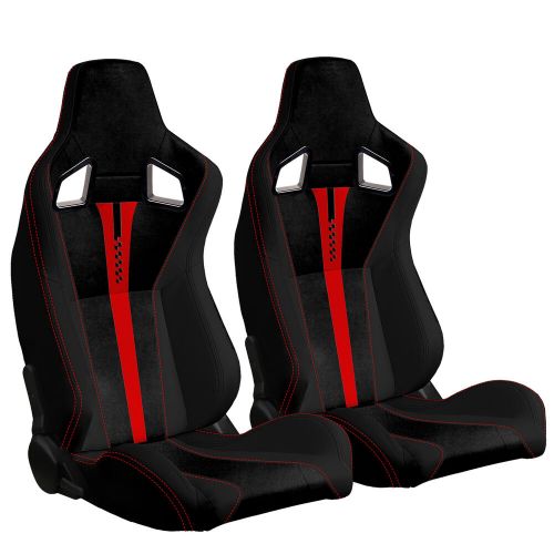 For nissan bucket racing seats black faux leather reclinable w/ slider