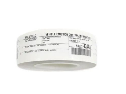 Genuine mopar vehicle emission control information label 68551434aa