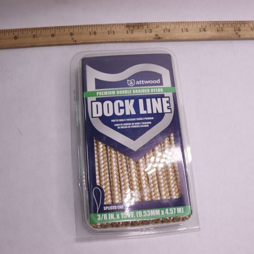 Attwood premium double braided dock line nylon gold and white 3/8&#034; x 15ft