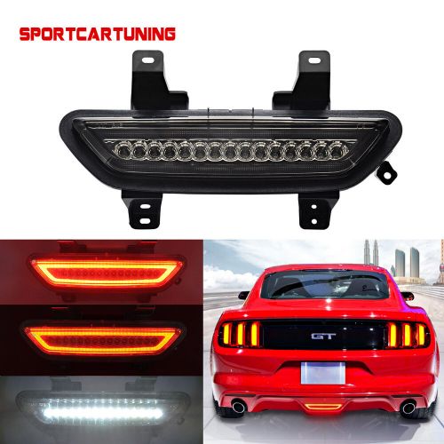 For 2015-2017 ford mustang led rear 4th tail brake light fog reverse lamp smoked