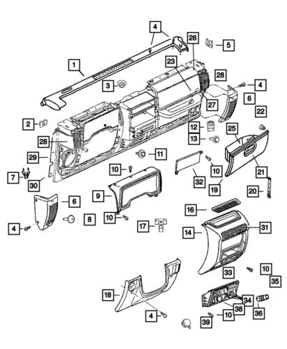 Genuine mopar glove box door bumper 55037225