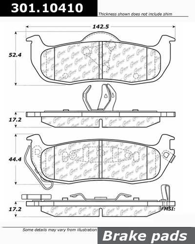 Centric 301.10410 brake pad or shoe, rear-centric premium ceramic pads w/shims