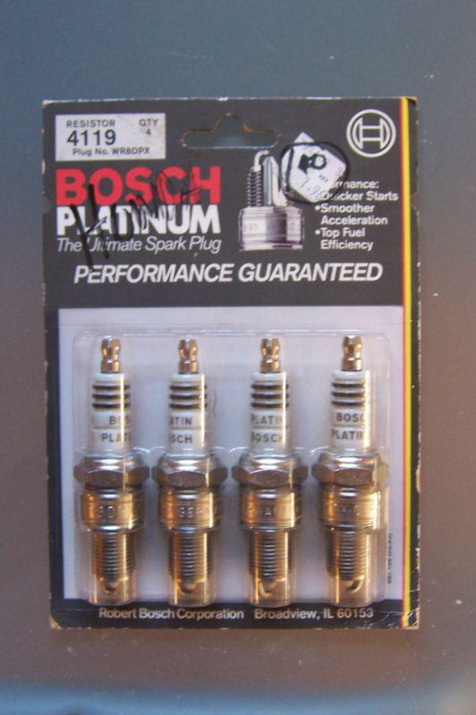 Nos 4 pack of bosch platinum spark plugs. resistor 4119 plug # wr8dpx