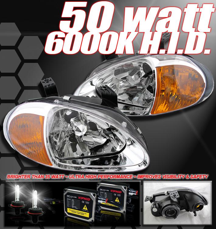 93-97 honda del sol crystal 2in1 headlight+6000k hid 96