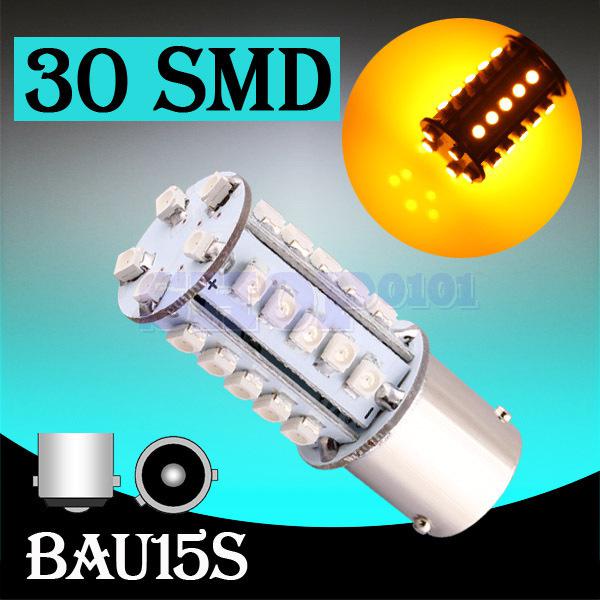 1156 bau15s 30 smd amber / yellow tail turn signal led car light bulb lamp