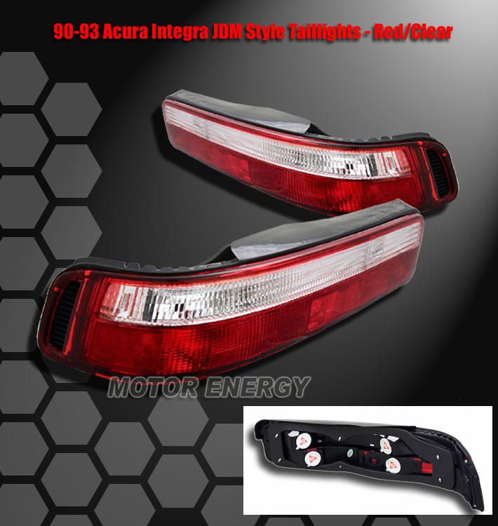 1990 1991 1992 1993 acura integra 2dr altezza tail light lamp jdm red/clear pair