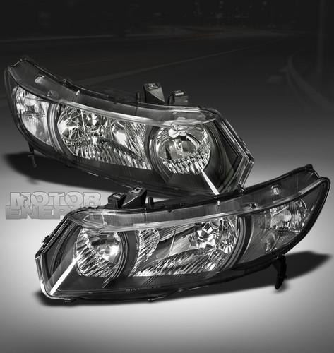 2006-2011 honda civic coupe 2dr crystal jdm black headlights 2007 2008 2009 2010