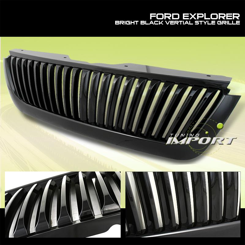 Euro ford 02 03 04 05 explorer xlt xls glossy black front upper vertical grille