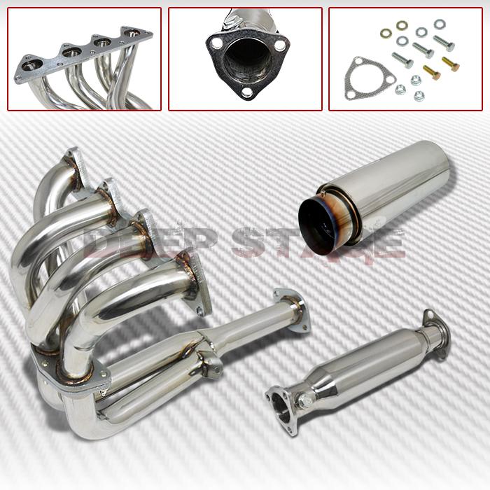 4-2-1 exhaust manifold header+pipe+slant tip muffler 90-91 acura integra gs/rs